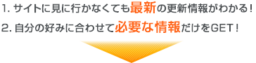 1.サイトに見に行かなくても最新の更新情報がわかる！2.自分の好みに合わせて必要な情報だけをGET！